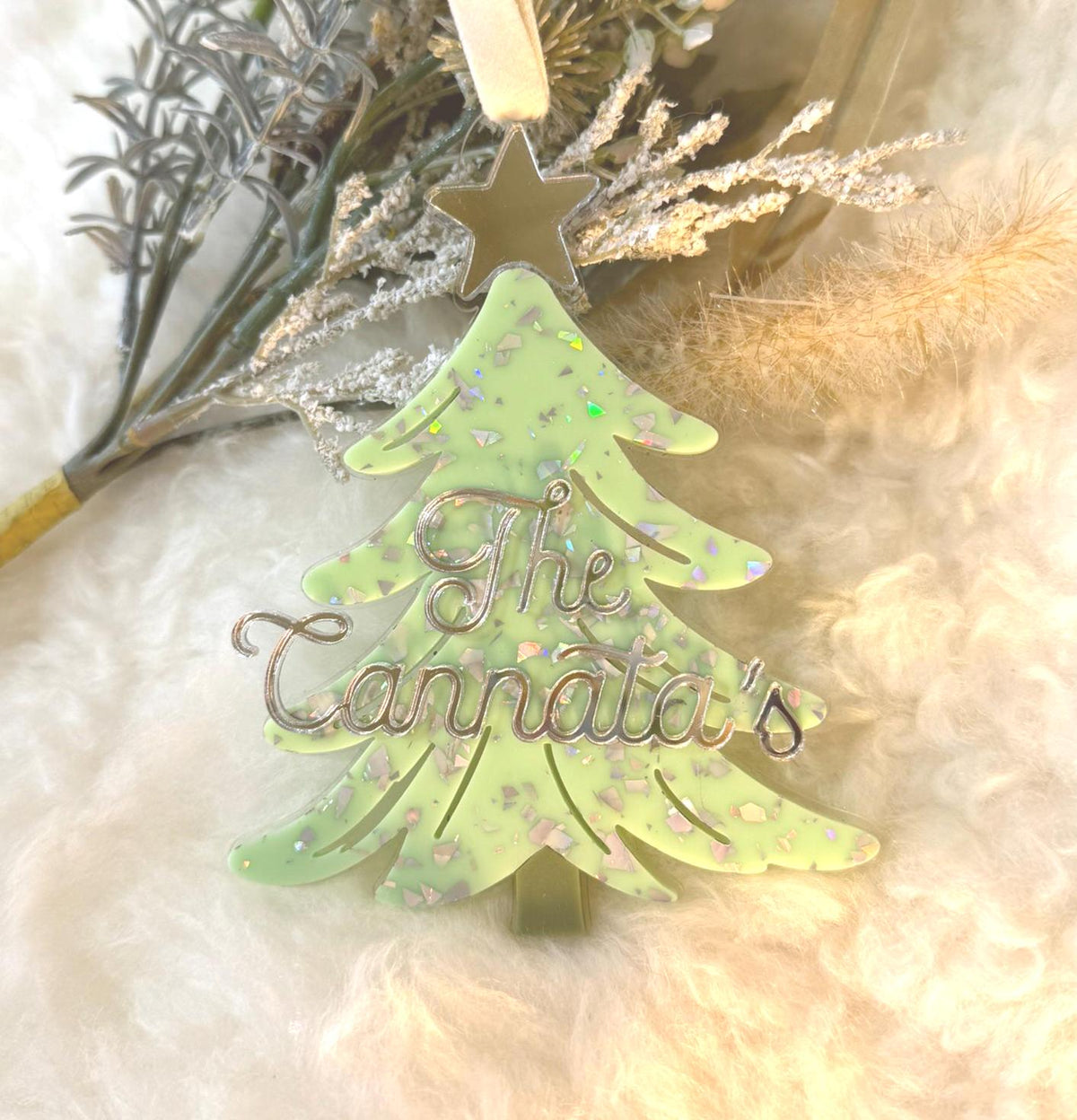 Personalized Family Name Christmas Tree Ornament SVG (Digital Download)
