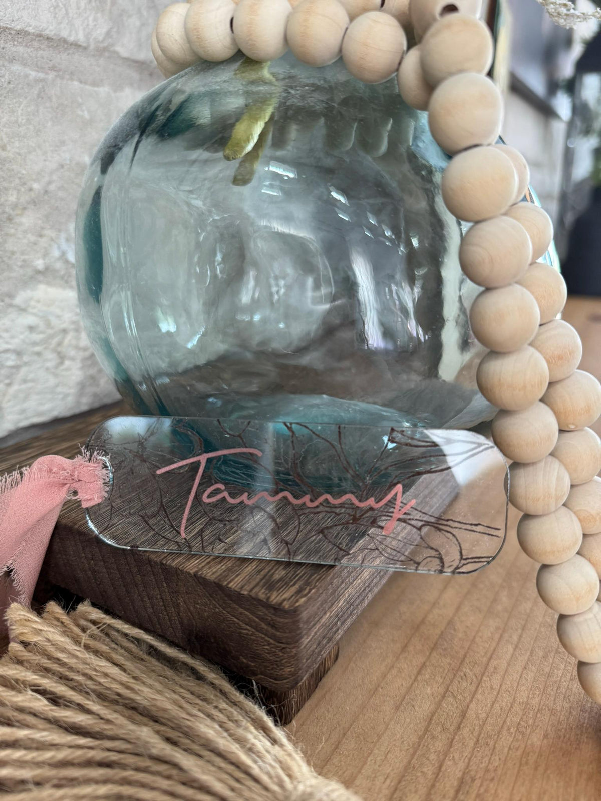 Personalized Acrylic Bookmark, Engraved Magnolia Flower with Chiffon Ribbon