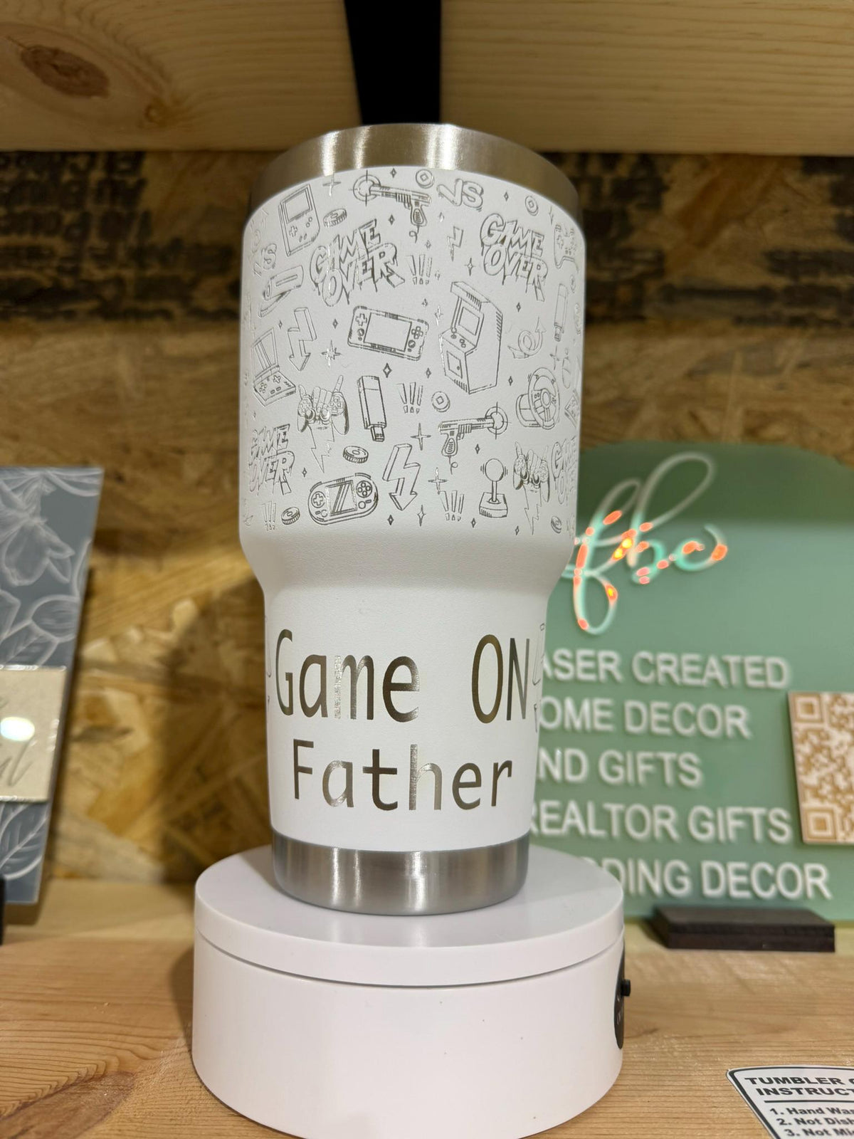 Engraved Gamer Tumbler 40oz, Personalized Video Game Travel Mug
