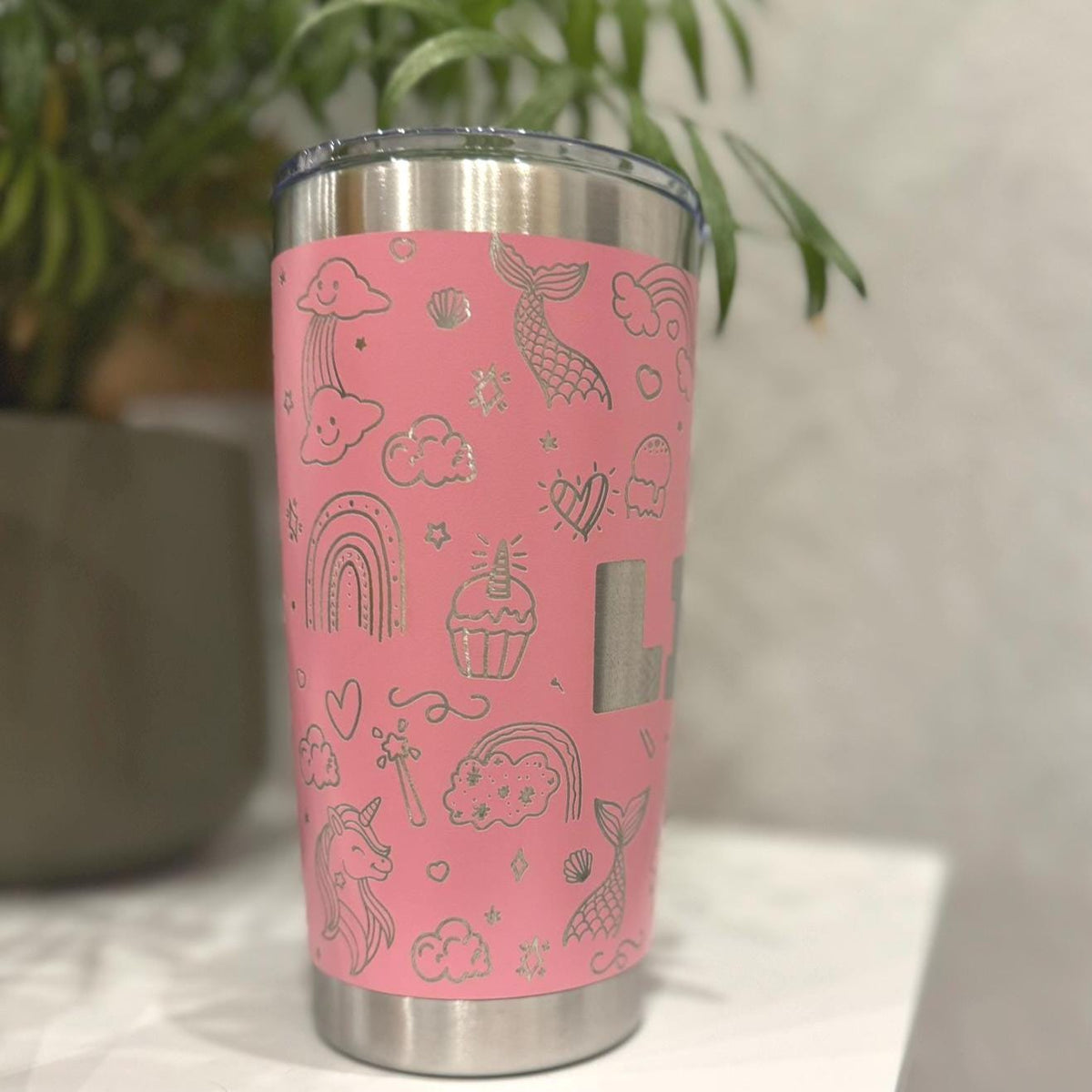 Mermaid Unicorn Tumbler Personalized 20oz Travel Mug Mystical Child Tumbler