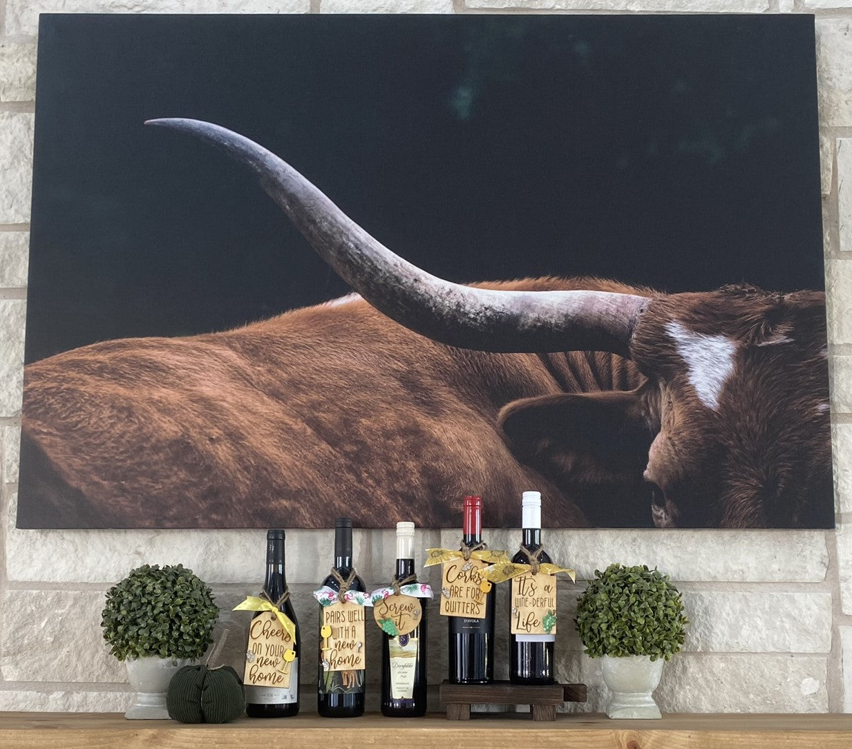 "Pairs well with a new home" Wine tag