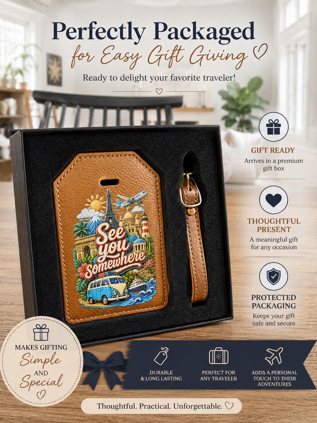 See You Somewhere Luggage Tag: Vacation Travel Bag Identifier