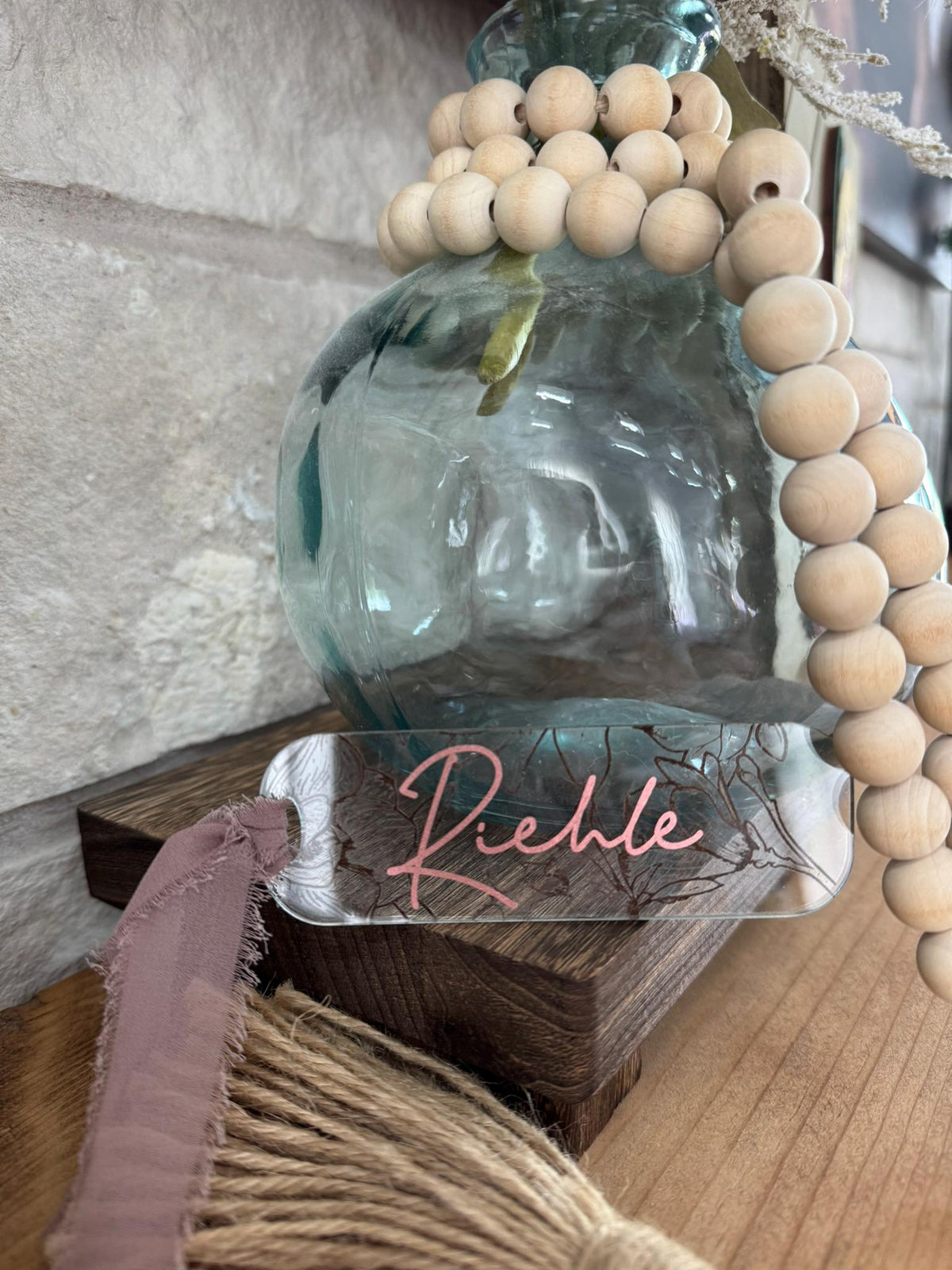 Personalized Acrylic Bookmark, Engraved Magnolia Flower with Chiffon Ribbon