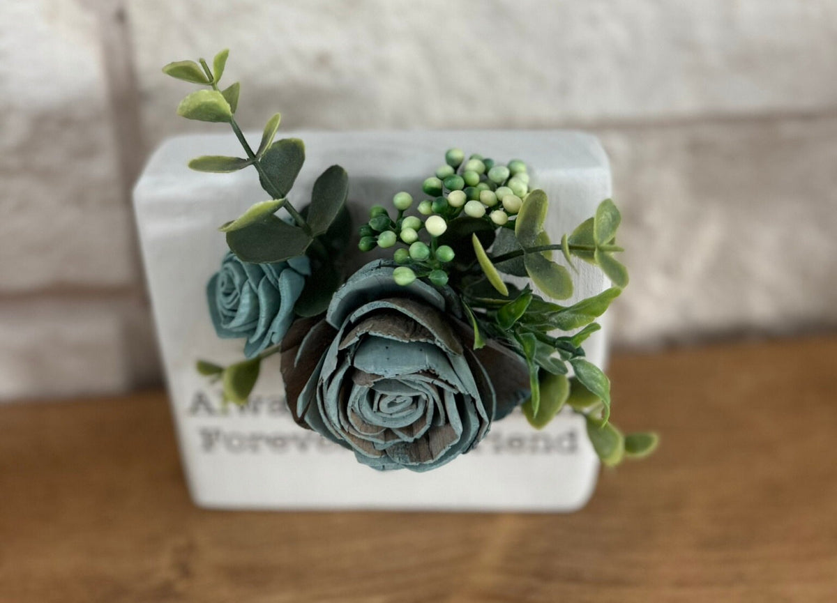Engraved Wood Mother's Day Sign with Sola Flowers