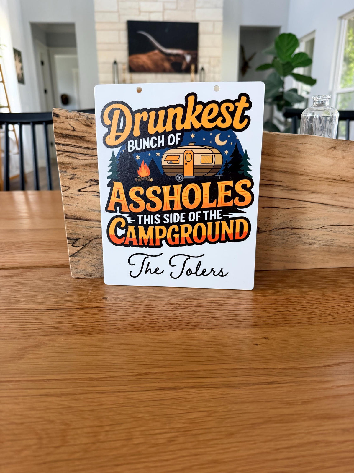 Funny Camping Sign Personalized Camper Decor Drunkest Bunch of Assholes Campground Sign RV Gift Custom Family Camping Sign