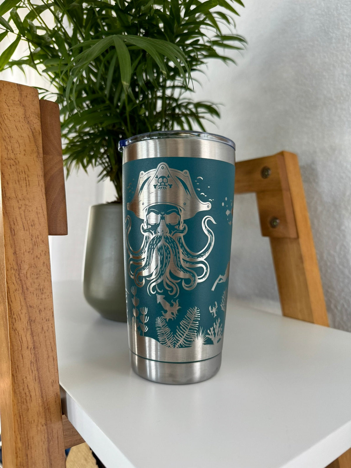 Pirate Kraken 20oz Tumbler | Engraved Nautical Ocean Mug