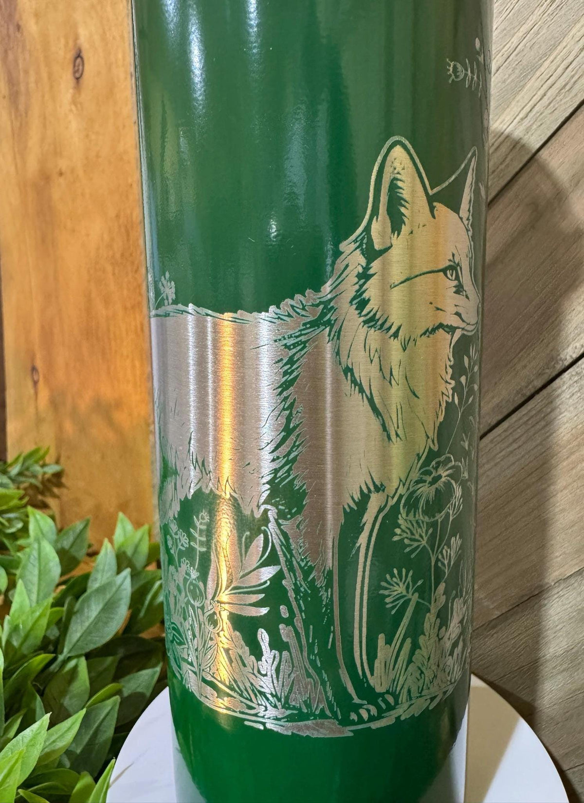 Engraved Fox Tumbler, Woodland Scene Insulated Travel Mug