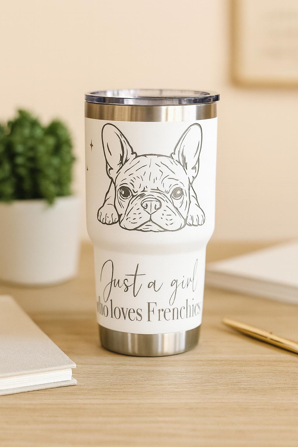 Engraved French Bulldog Tumbler, Dog Mom Gift, 40oz Insulated Cup
