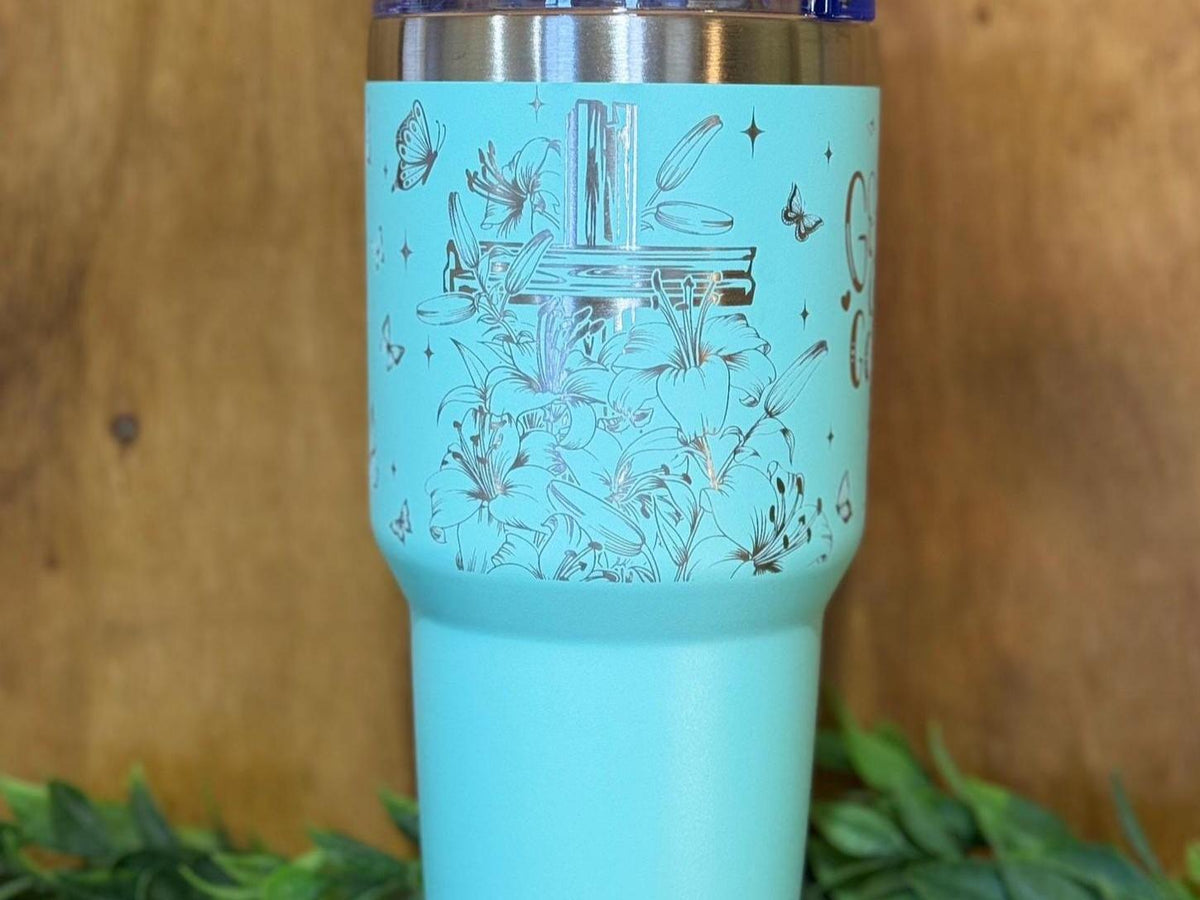 God Is Good Tumbler Christian Butterfly Cup Inspirational Engraved 40oz Tumbler Faith Gift for Women religious present