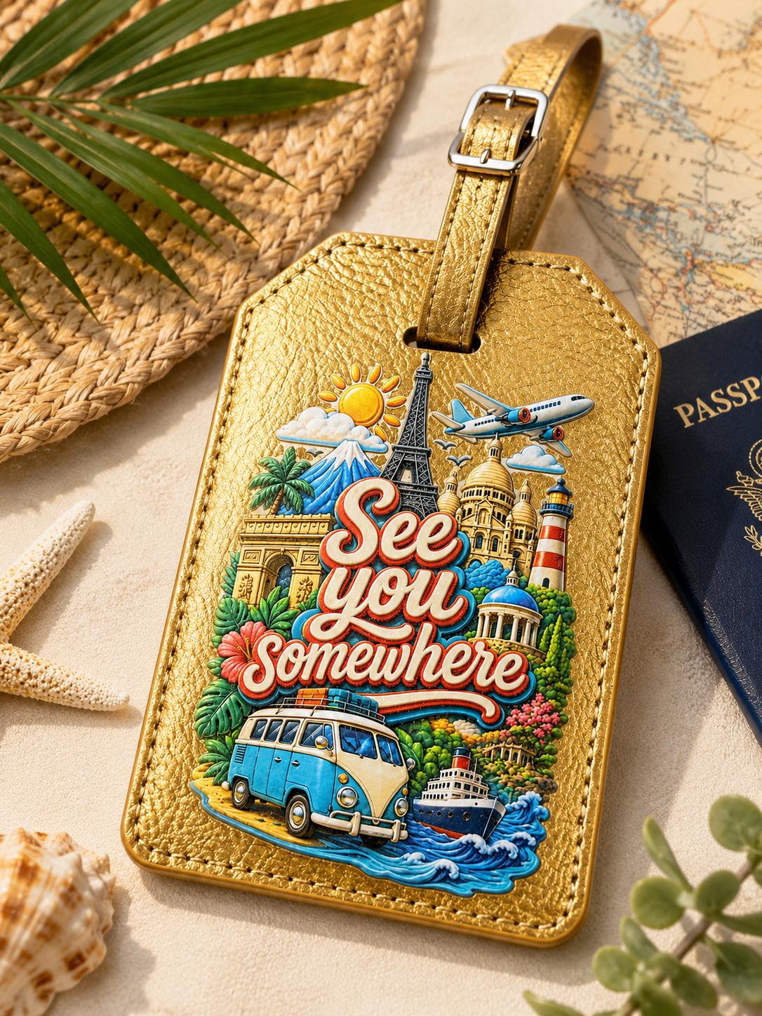 See You Somewhere Luggage Tag: Vacation Travel Bag Identifier