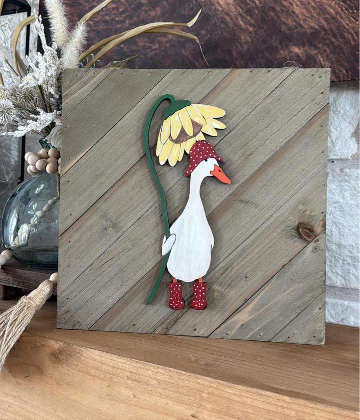 Goose with Sunflower Rustic Goose Wall Art Farmhouse Decor Wooden Goose Sign Animal Sign Country Farmhouse Spring Whimsical Barnyard Decor