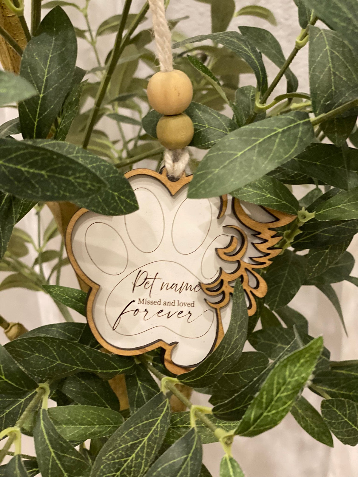 Personalized Pet Memorial Ornament, Winged Paw Keepsake