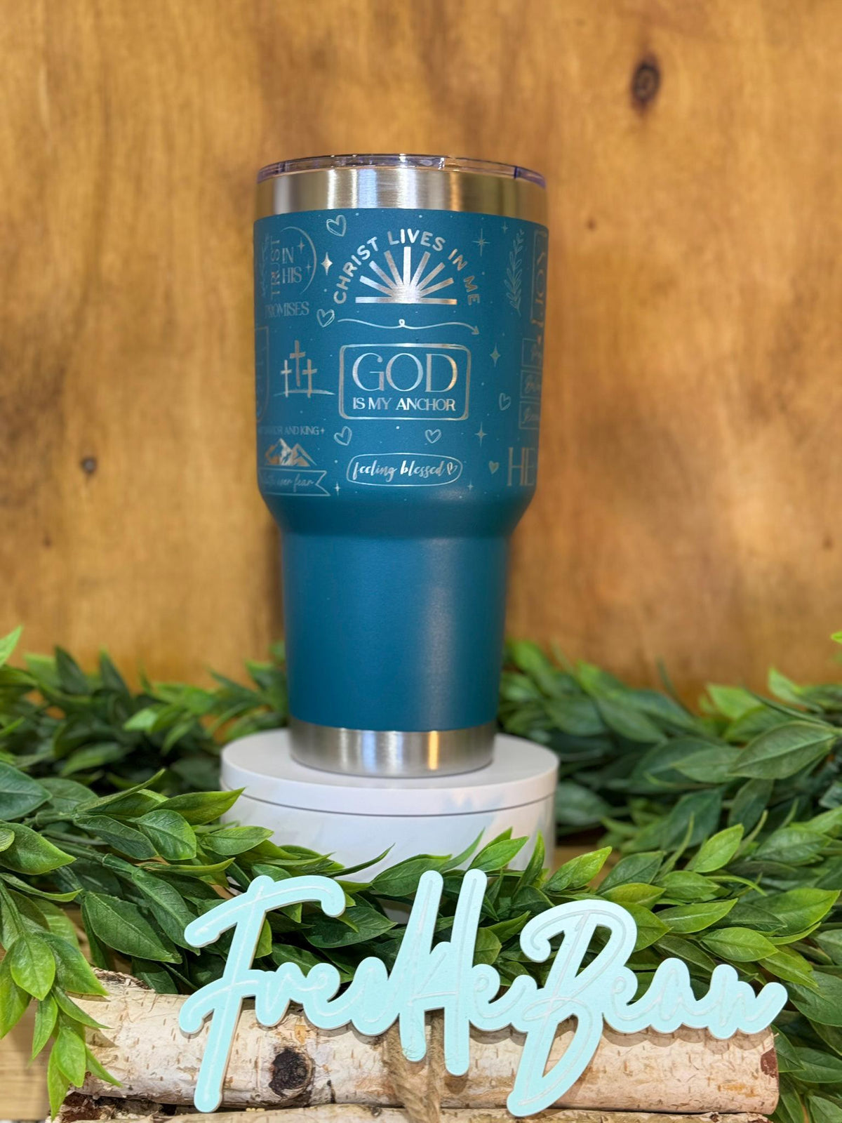 Christian Engraved Tumbler God Is My Anchor Cup Bible Verse Wrap Inspirational 40oz Mug Faith Gift for Women
