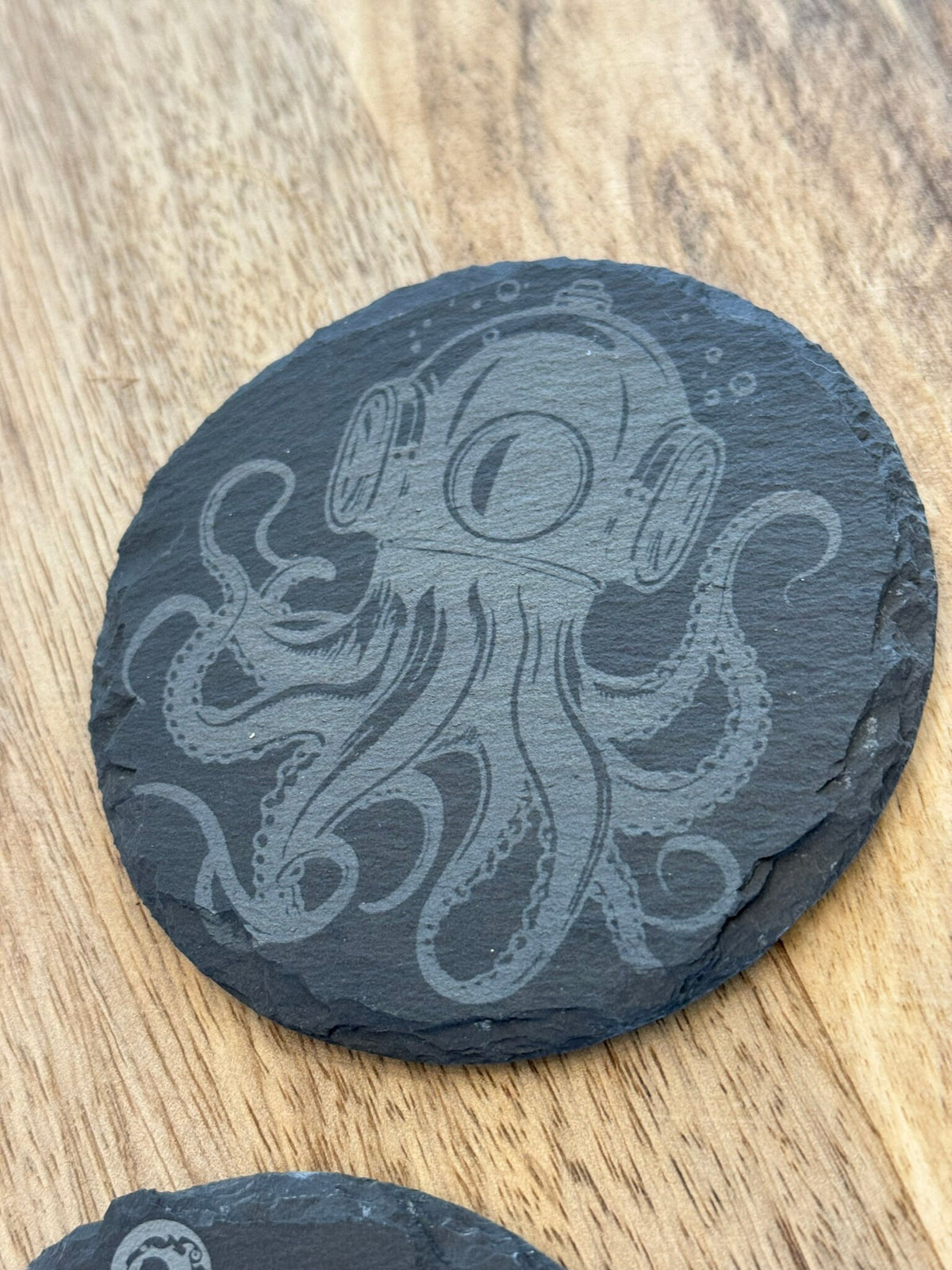 Slate Coasters Nautical Engraved Octopus Kraken Pirate Ship