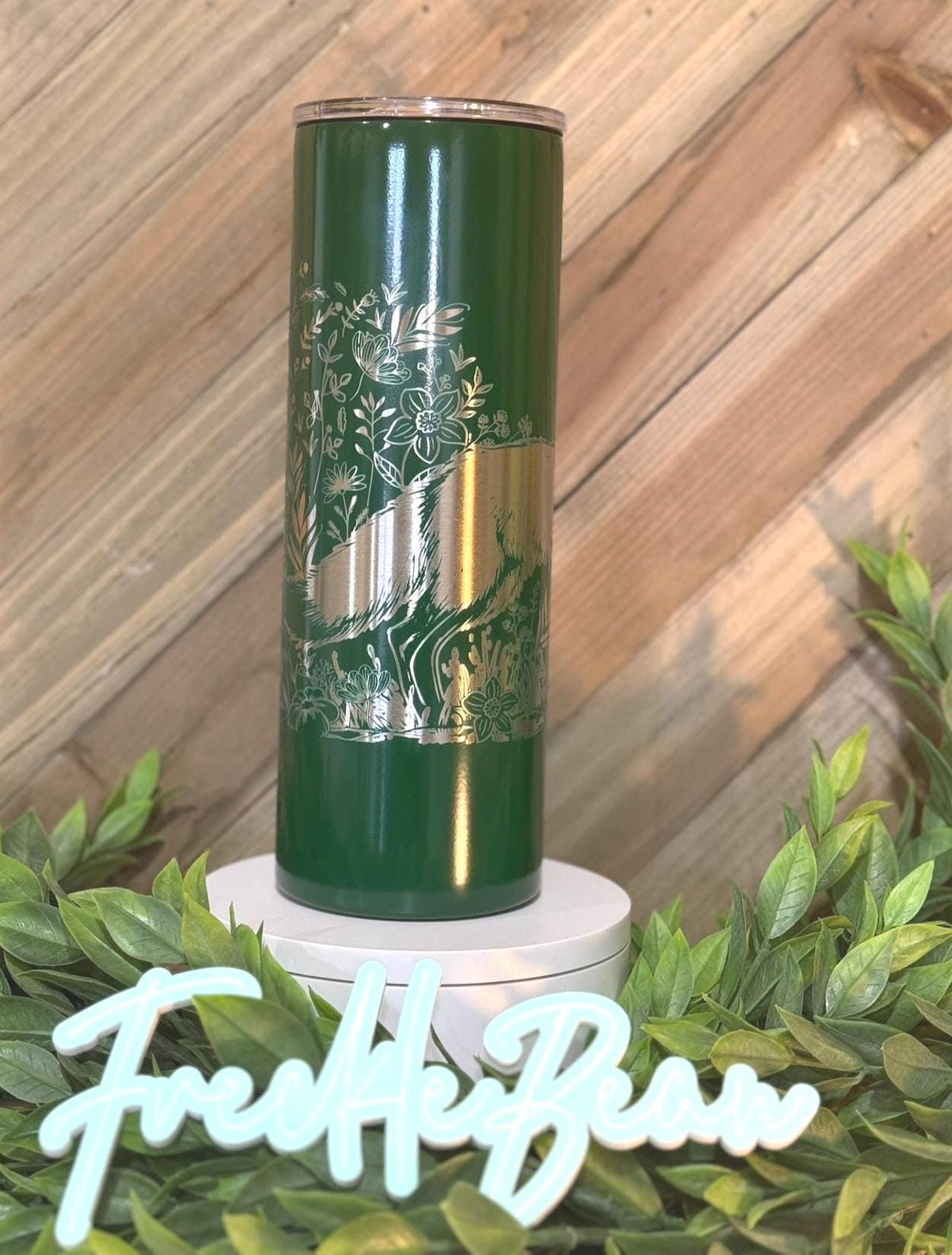 Engraved Fox Tumbler, Woodland Scene Insulated Travel Mug