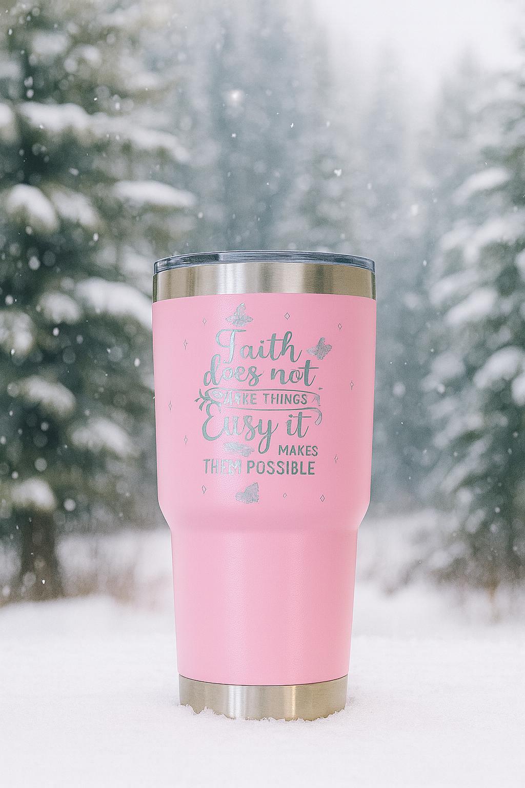Faith Tumbler Engraved Christian Gift Floral Cross Cup Inspirational Drinkware Scripture Quote Tumbler 40oz