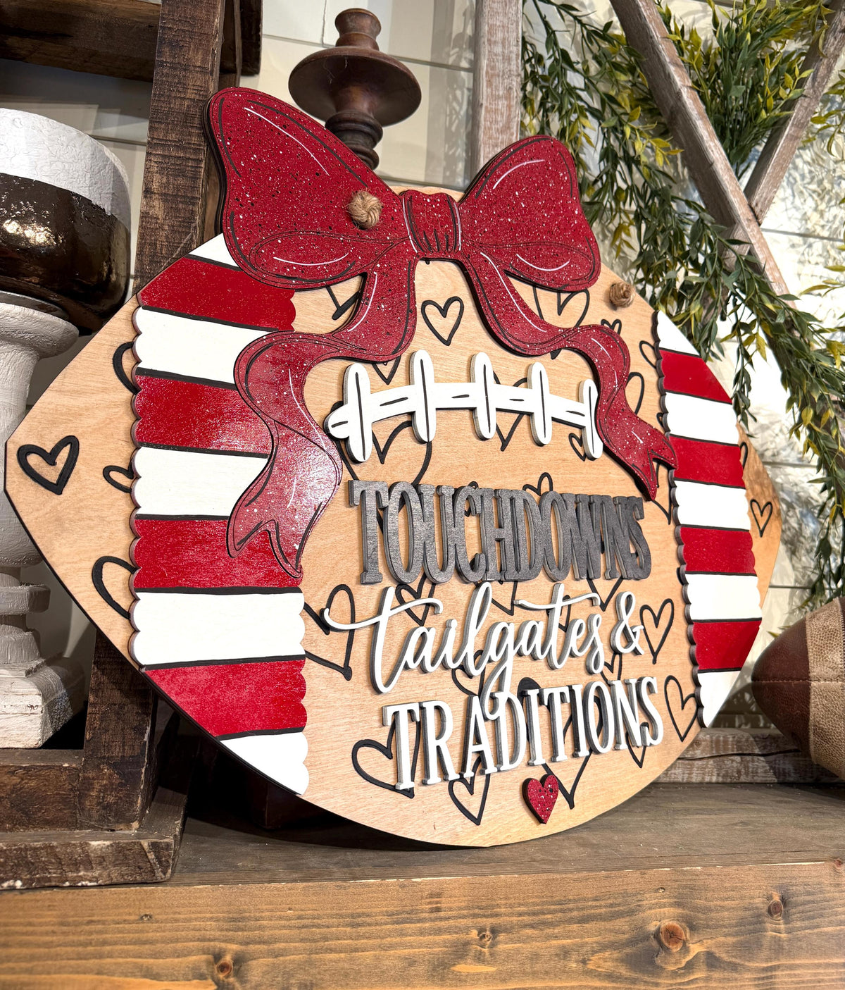 Football Door Hanger Kit Unfinished Birch Plywood, Paint Party Craft Blank; DIY Football