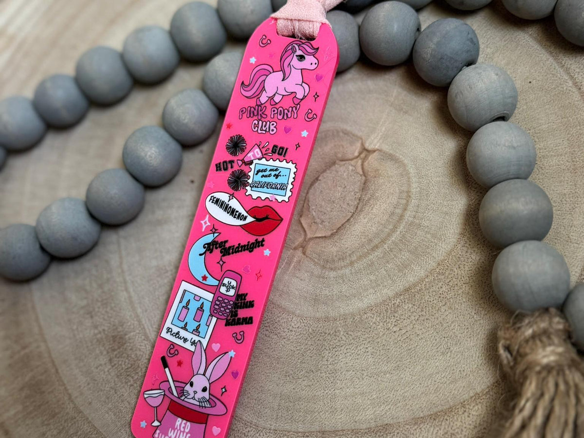 Retro Pink Skate Acrylic Bookmark UV DFT Chiffon Ribbon Girly Book Lover Gift Supernova Sassy Cute Reading for Her Kawaii Pop Culture
