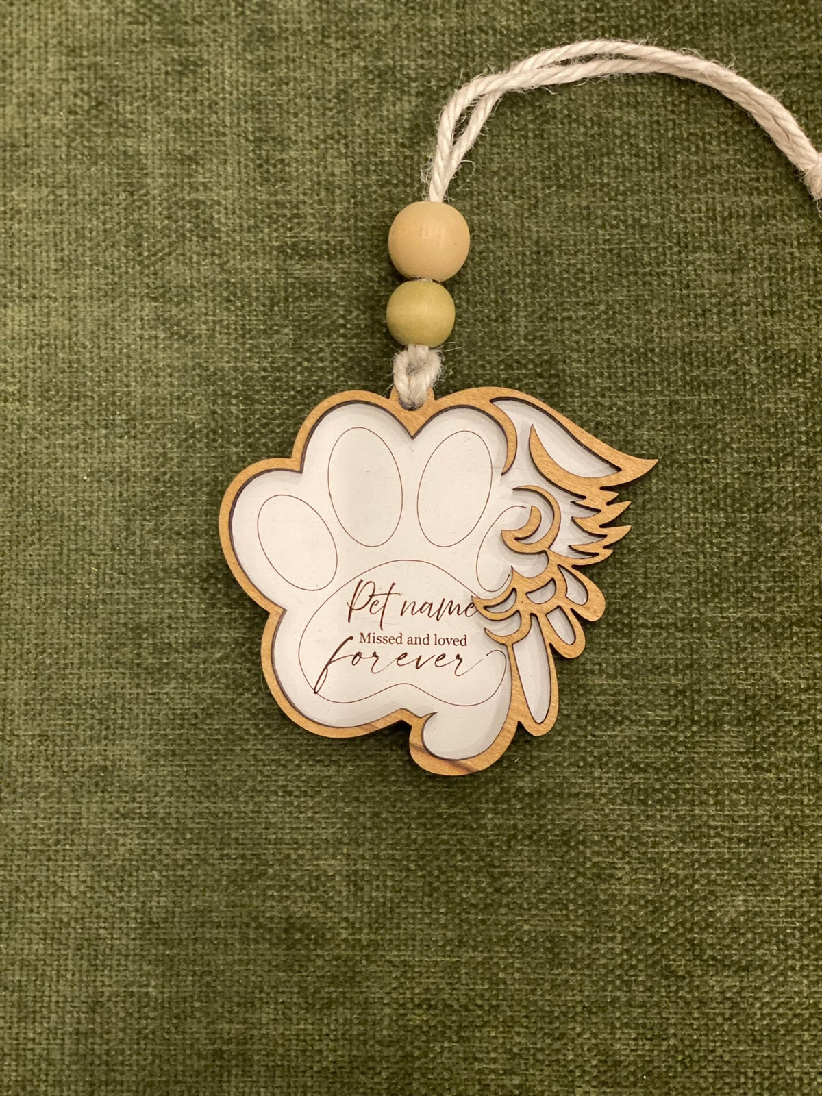 Personalized Pet Memorial Ornament, Winged Paw Keepsake