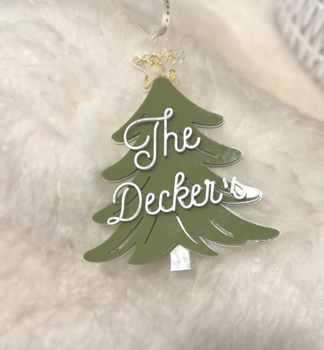 Personalized Family Name Christmas Tree Ornament SVG (Digital Download)