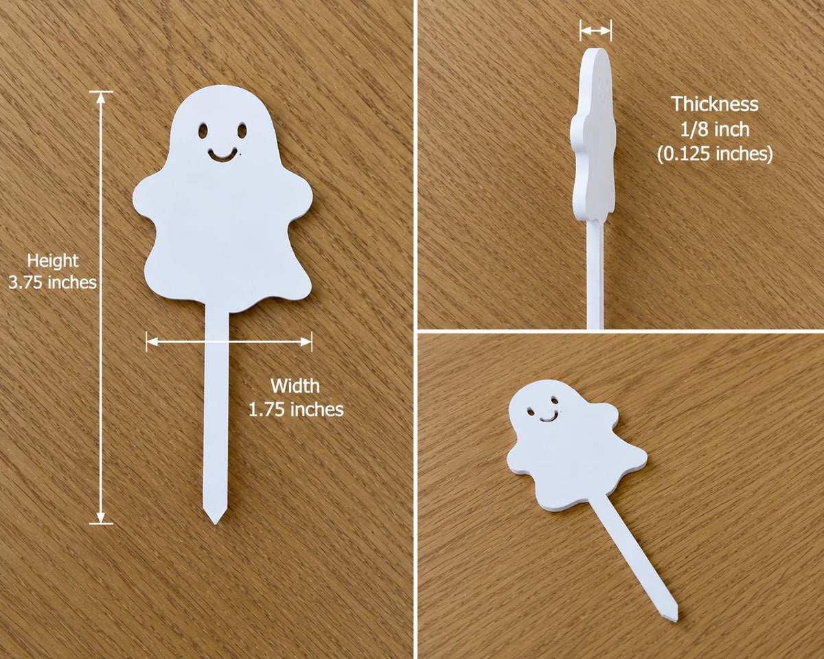 Halloween Cupcake Ghost Acrylic Toppers Party Decor Spooky Decorations set of 6
