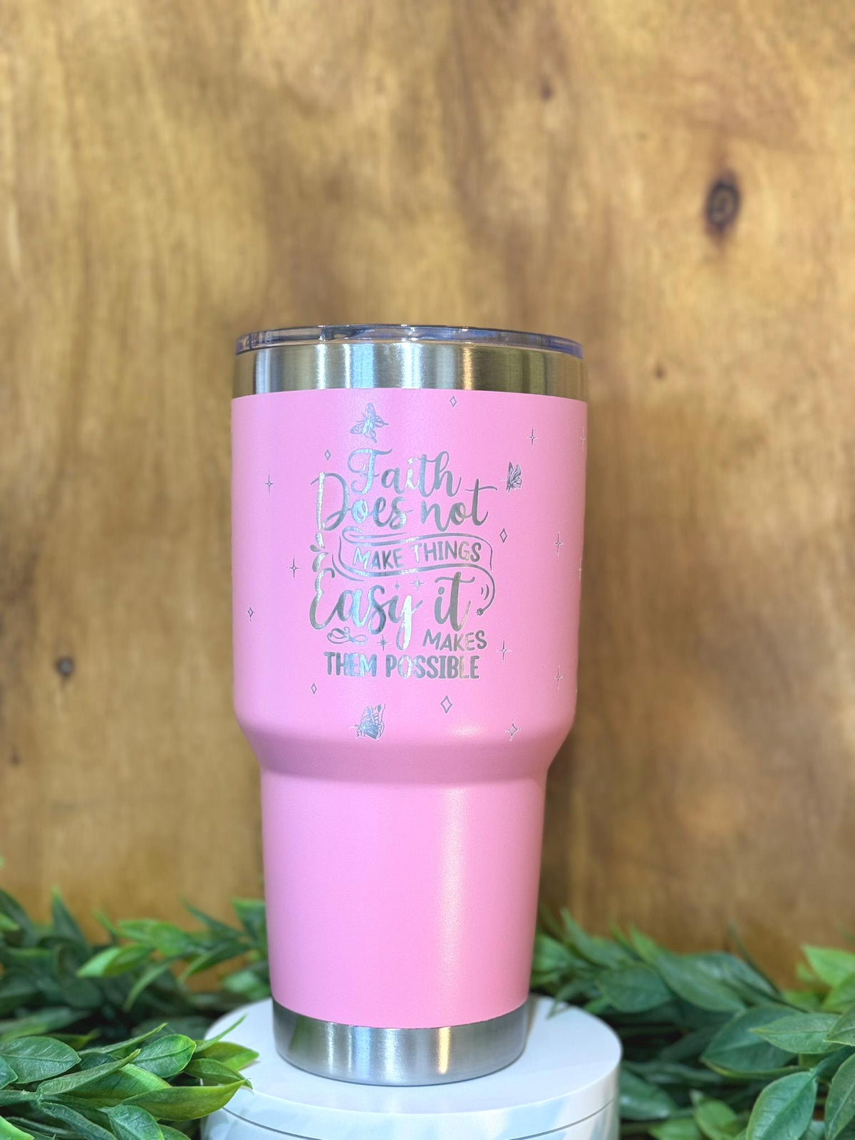 Faith Tumbler Engraved Christian Gift Floral Cross Cup Inspirational Drinkware Scripture Quote Tumbler 40oz