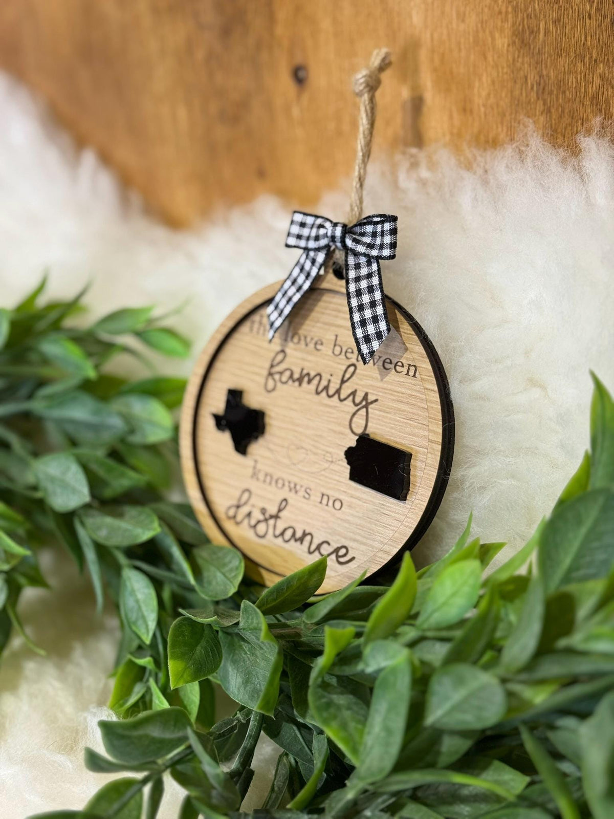 Family Long Distance Miles Apart State Ornament Love Between Family