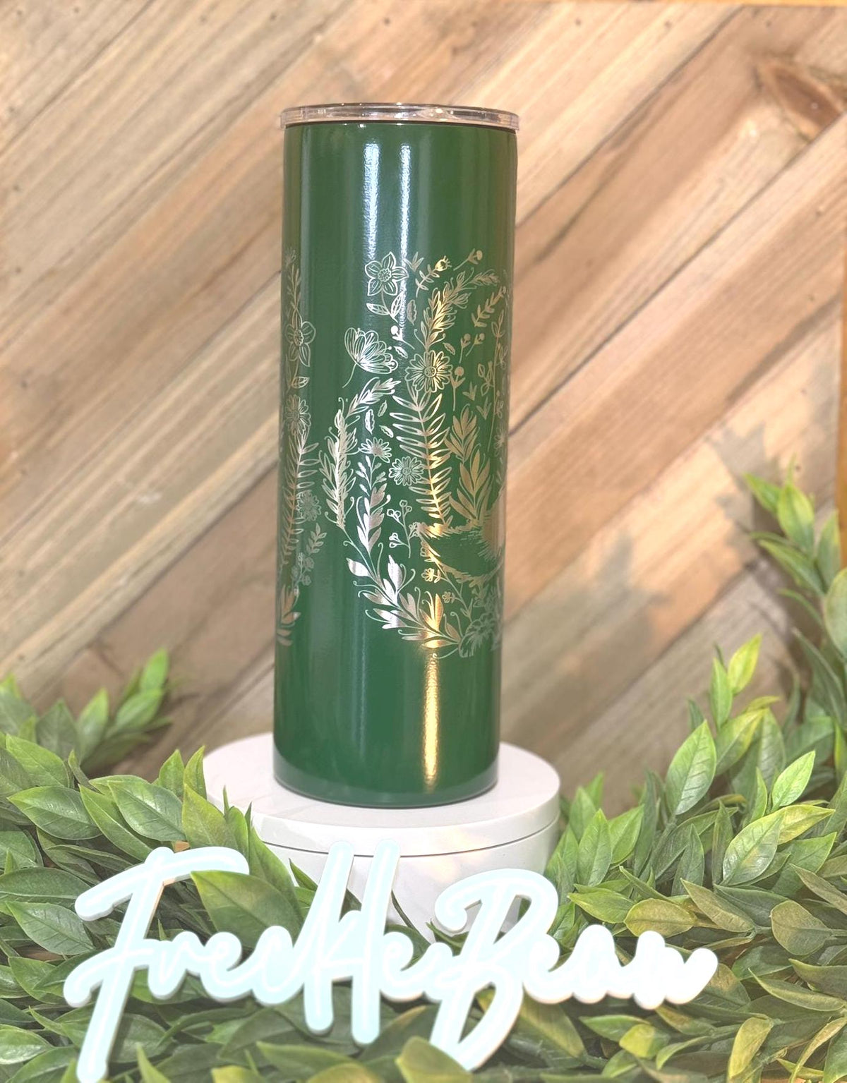 Engraved Fox Tumbler, Woodland Scene Insulated Travel Mug