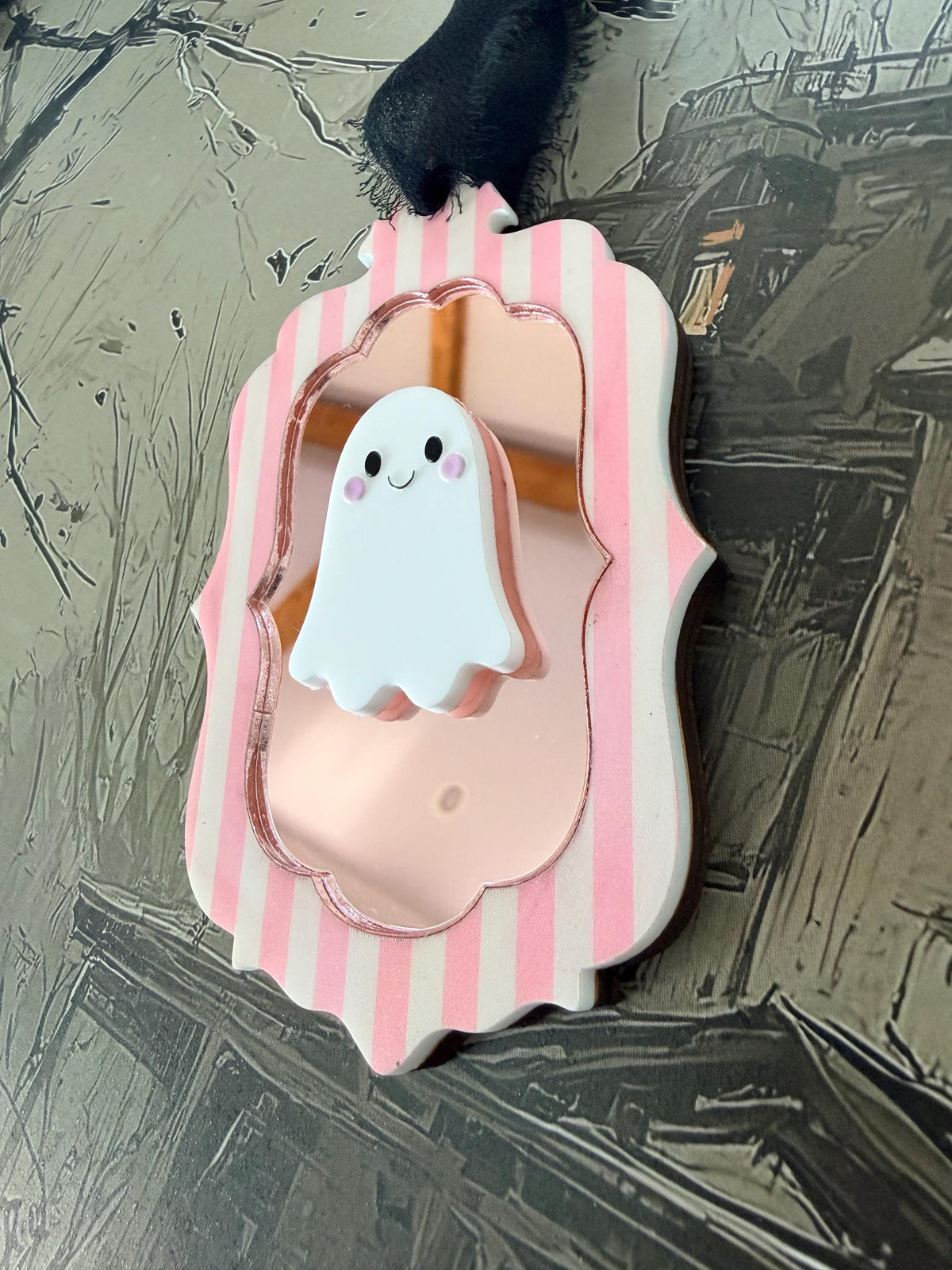 Boo Basket name Tag Personalized Ghost Mirror Bag Tag | Custom Halloween Name Tag | Spooky Backpack Charm | Trick or Treat Tag