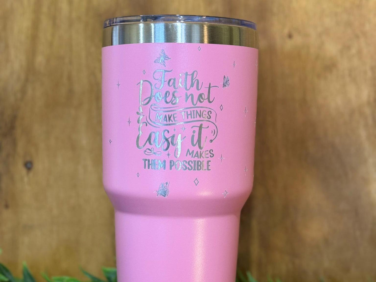 Faith Tumbler Engraved Christian Gift Floral Cross Cup Inspirational Drinkware Scripture Quote Tumbler 40oz