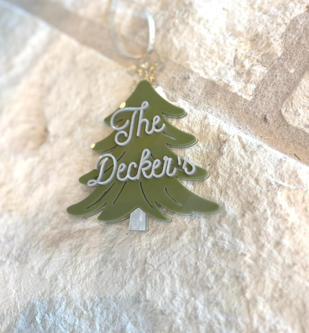 Personalized Family Name Christmas Tree Ornament: Laser Cut Acrylic
