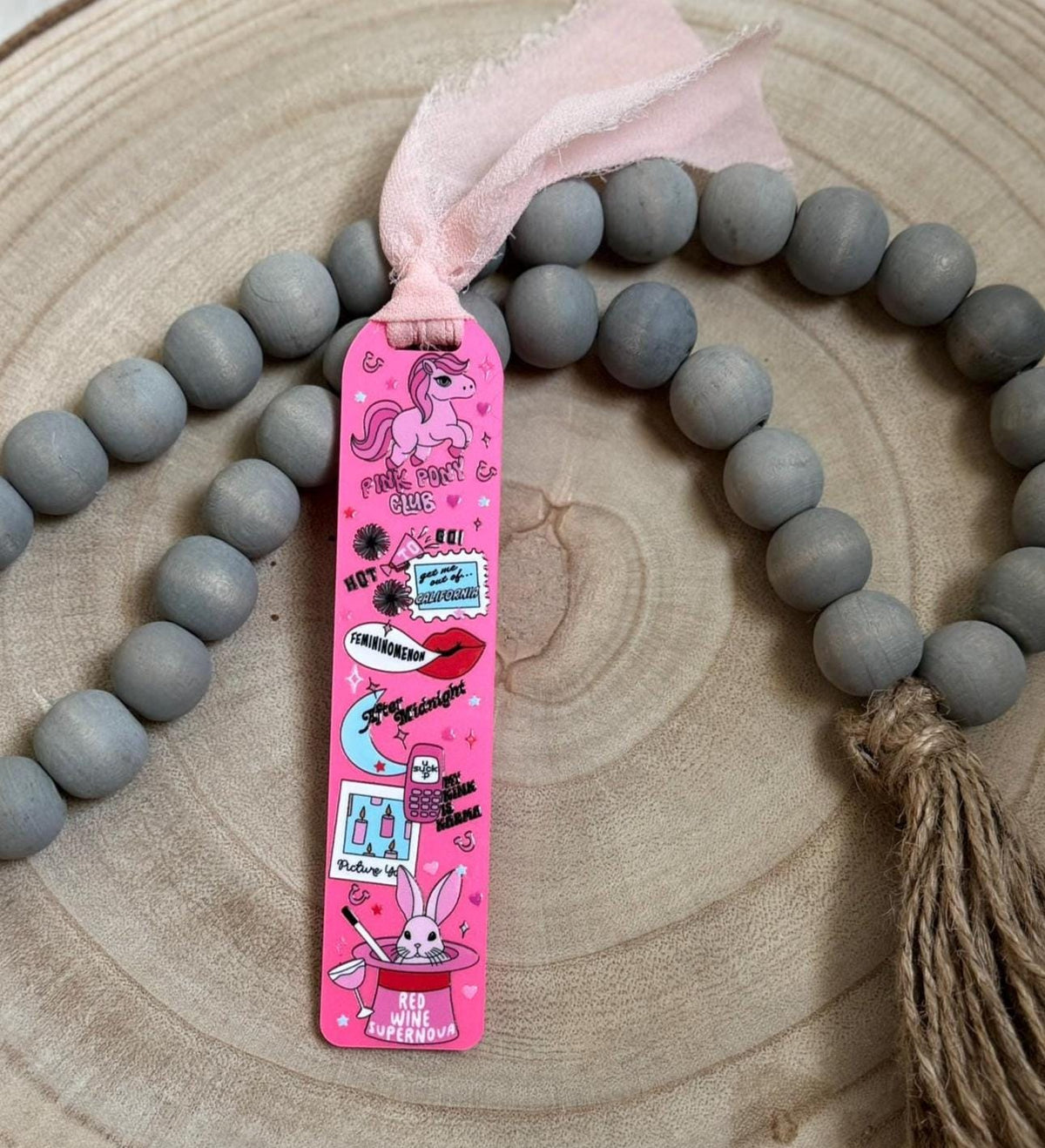 Retro Pink Skate Acrylic Bookmark UV DFT Chiffon Ribbon Girly Book Lover Gift Supernova Sassy Cute Reading for Her Kawaii Pop Culture