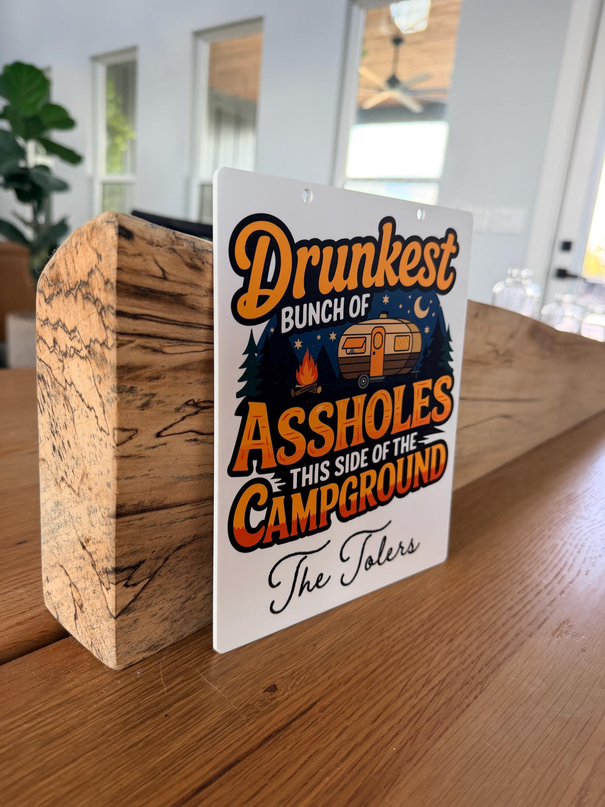 Funny Camping Sign Personalized Camper Decor Drunkest Bunch of Assholes Campground Sign RV Gift Custom Family Camping Sign