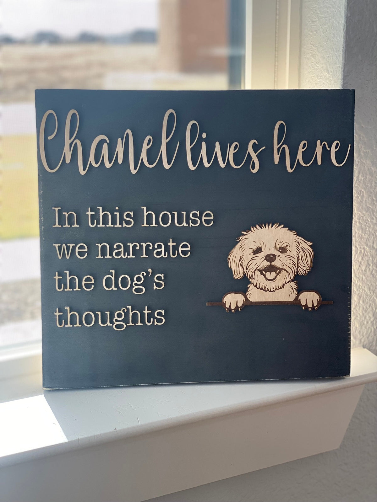 Personalized Dog Sign: 'In This House We Narrate...', Laser Cut Pet Decor