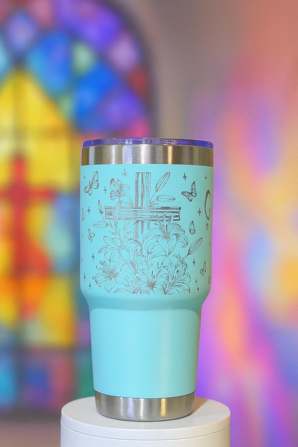 God Is Good Tumbler Christian Butterfly Cup Inspirational Engraved 40oz Tumbler Faith Gift for Women religious present