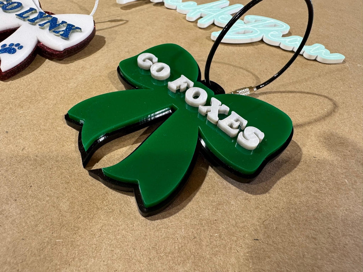 Custom Acrylic Bow Keychain School Spirit Backpack Tag