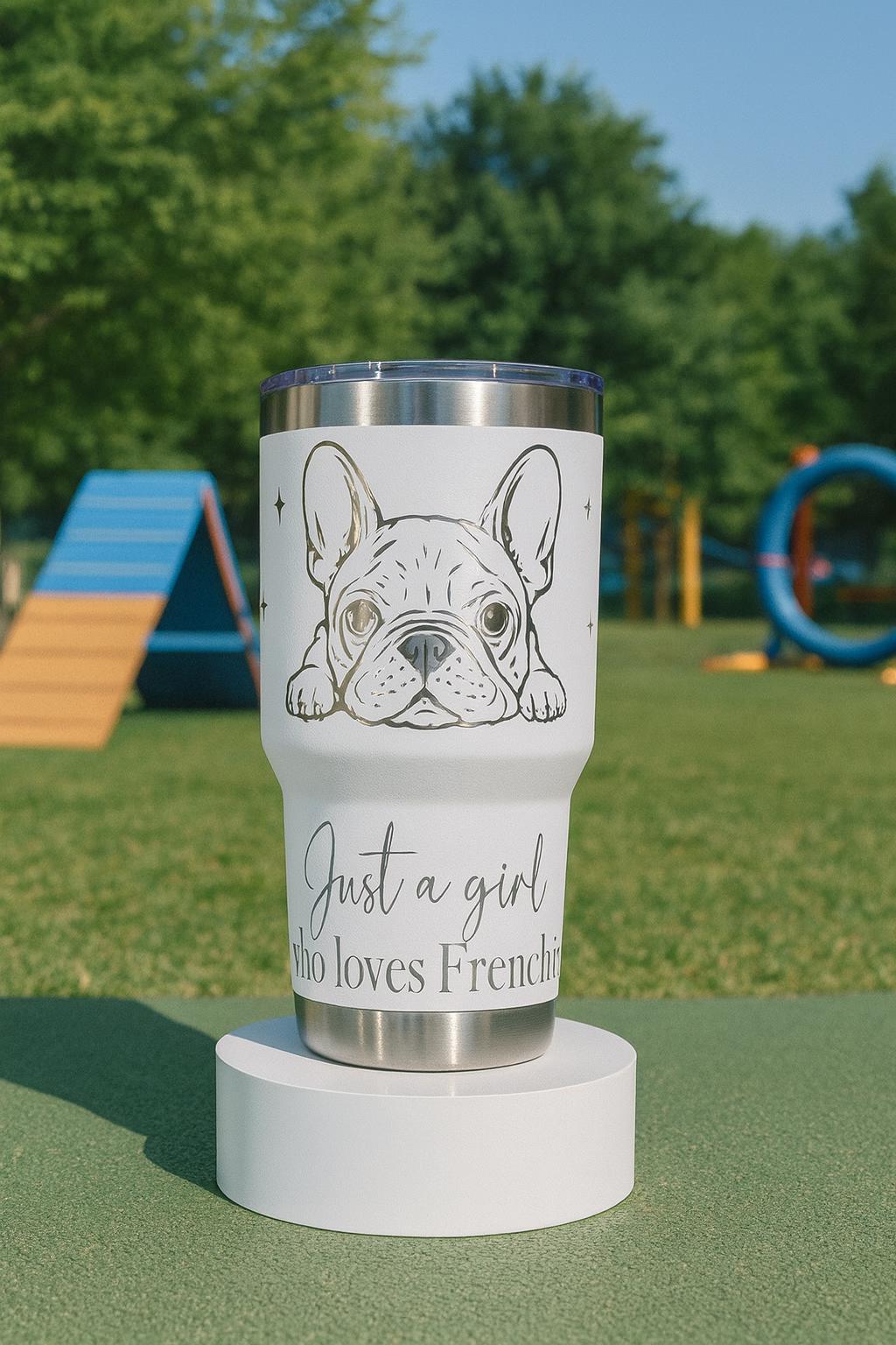 Engraved French Bulldog Tumbler, Dog Mom Gift, 40oz Insulated Cup