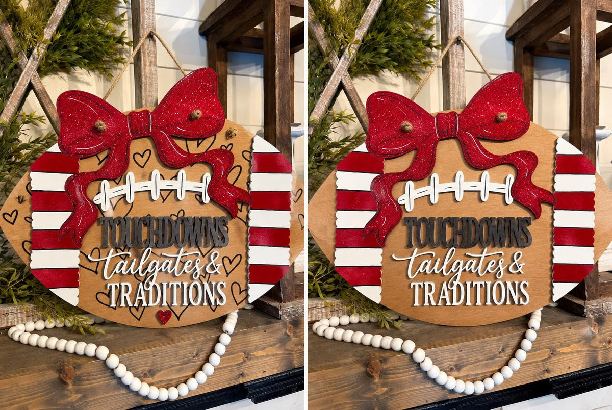 Football Door Hanger Kit Unfinished Birch Plywood, Paint Party Craft Blank; DIY Football