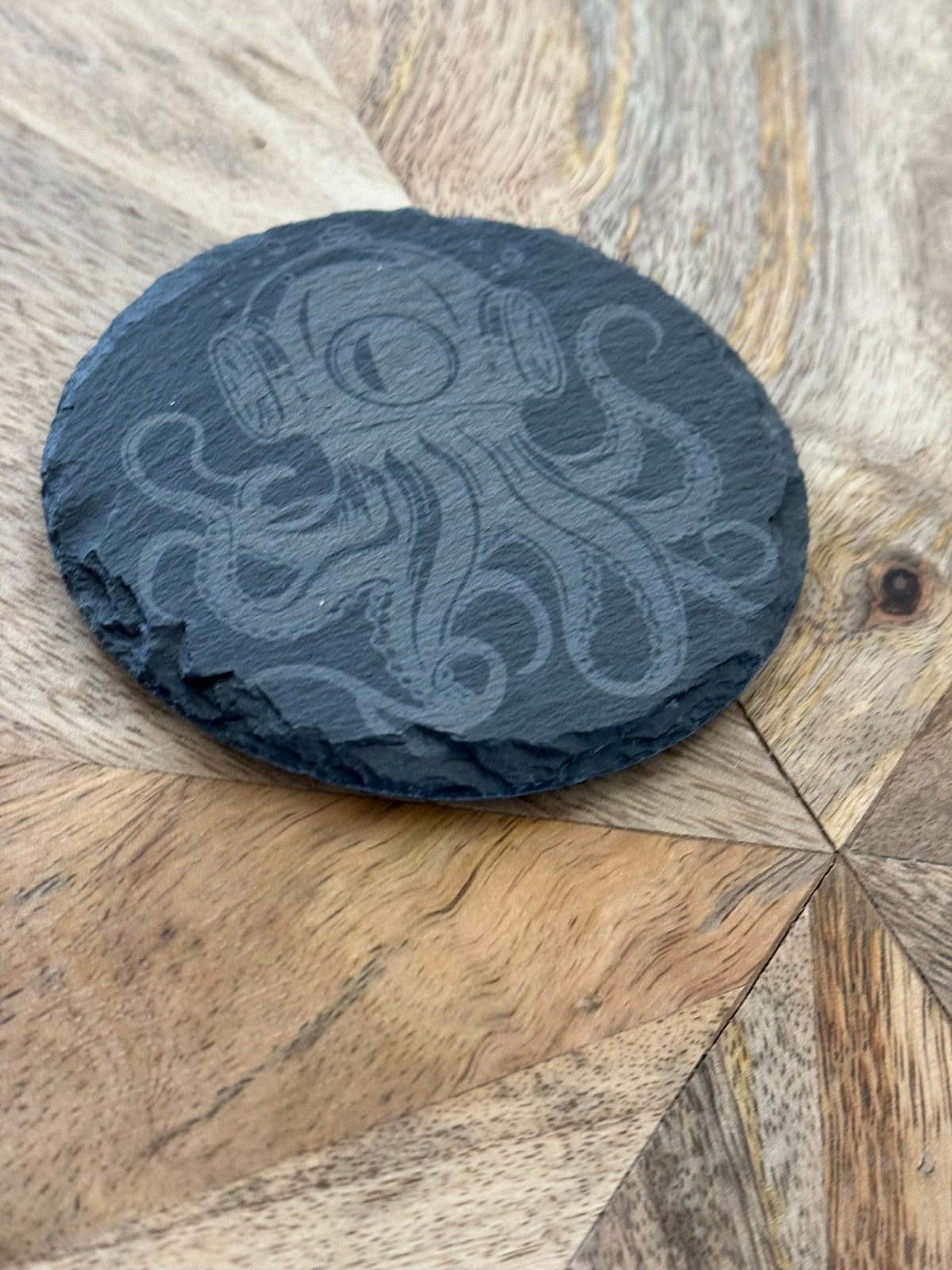 Slate Coasters Nautical Engraved Octopus Kraken Pirate Ship