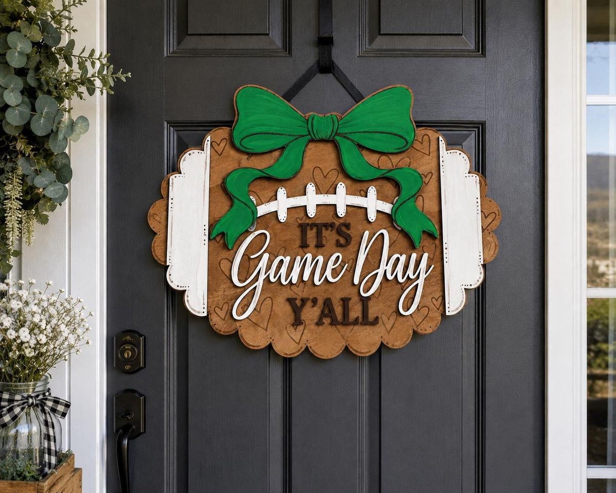 DIY Football Door Hanger Kit: Unfinished Birch Plywood, Paint Party Craft Blank