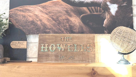 Custom Family Name Sign Personalized Wedding Gift Rustic Wood Decor Western Style Sign