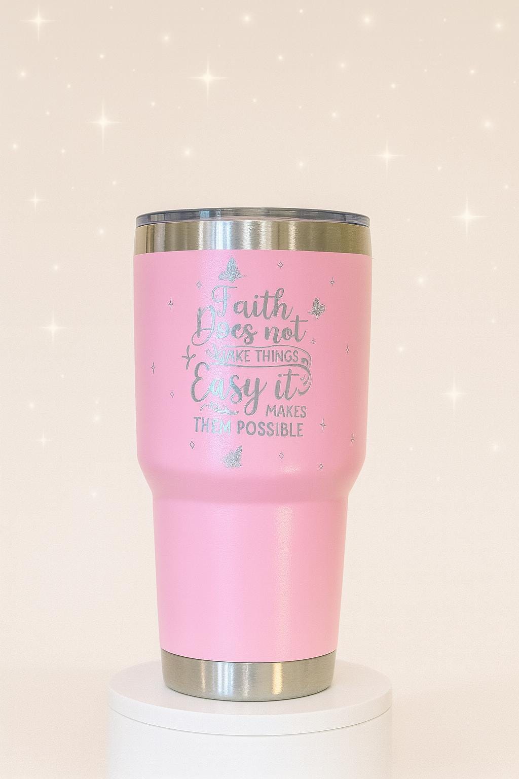 Faith Tumbler Engraved Christian Gift Floral Cross Cup Inspirational Drinkware Scripture Quote Tumbler 40oz