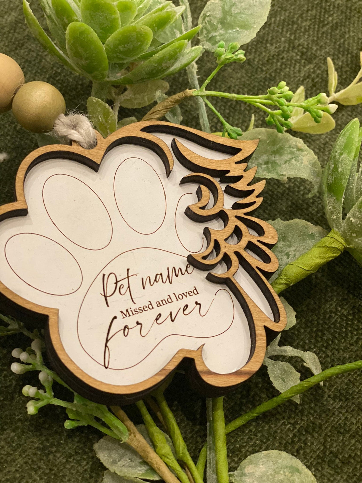 Personalized Pet Memorial Ornament, Winged Paw Keepsake