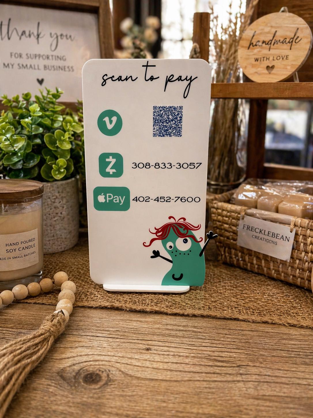 Custom Acrylic QR Code Sign: Business Logo, Scan to Pay Display