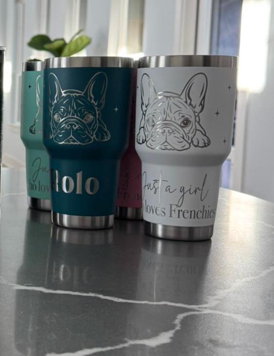Engraved French Bulldog Tumbler, Dog Mom Gift, 40oz Insulated Cup