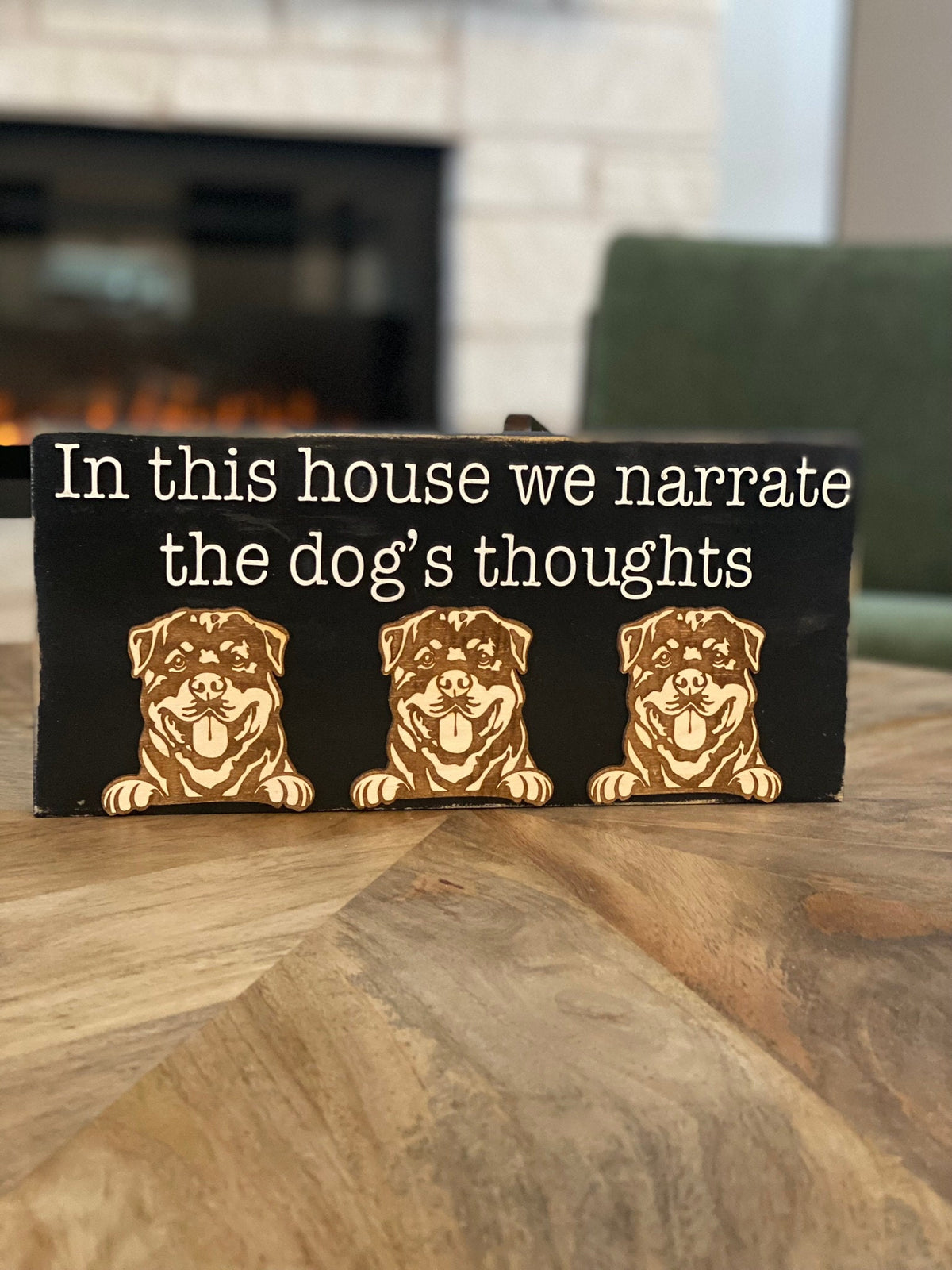 Personalized Dog Sign: In This House We Narrate, 3D Laser Cut Pet Decor