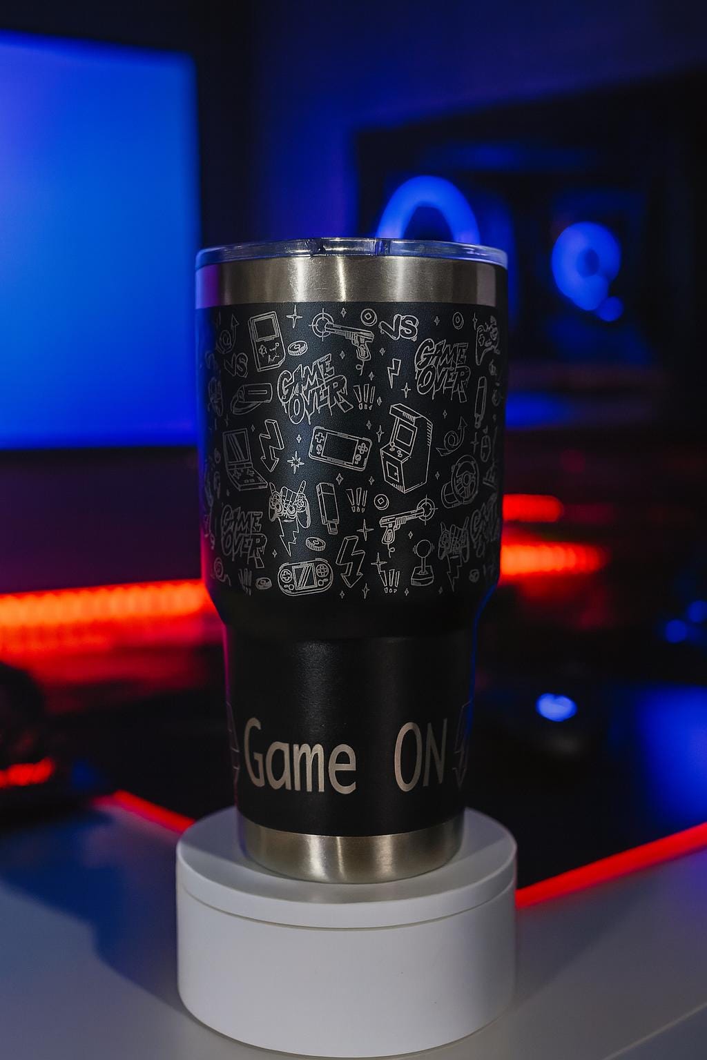 Engraved Gamer Tumbler 40oz, Personalized Video Game Travel Mug