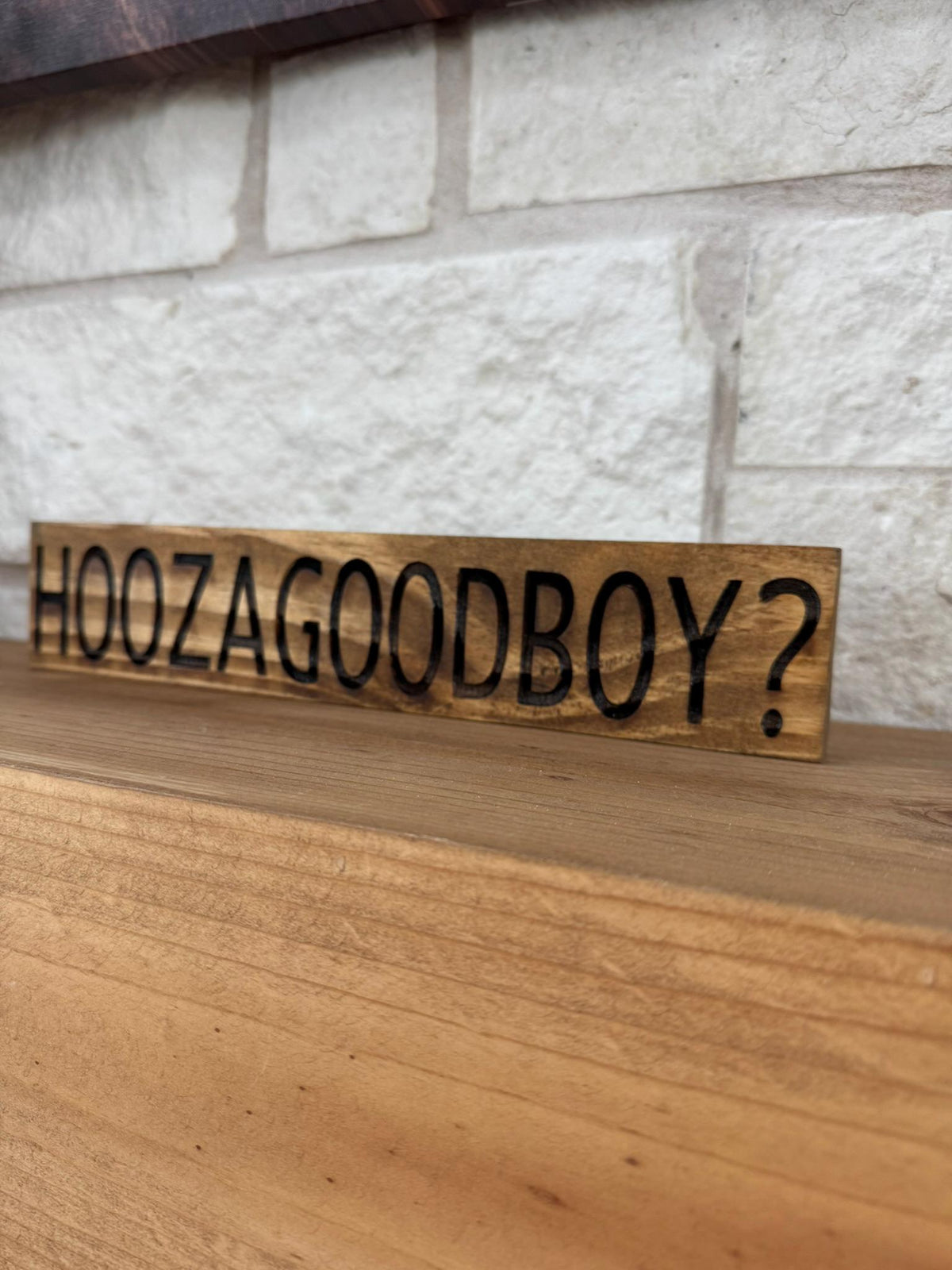 HOOZAGOODBOY Engraved Wood Sign, Funny Dog Decor, Dog Lover Gift, Groomer Decor, Pet Room Sign, New Puppy Gift, Good Boy Sign