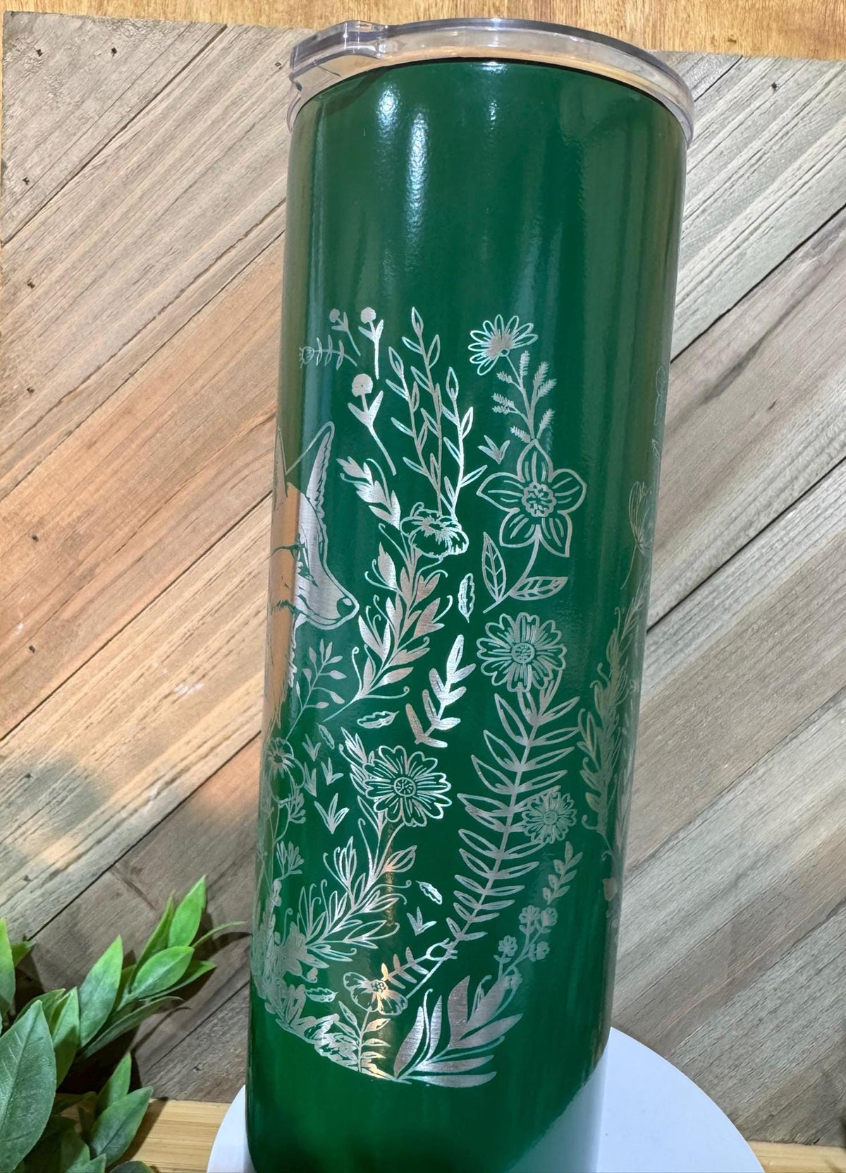 Engraved Fox Tumbler, Woodland Scene Insulated Travel Mug
