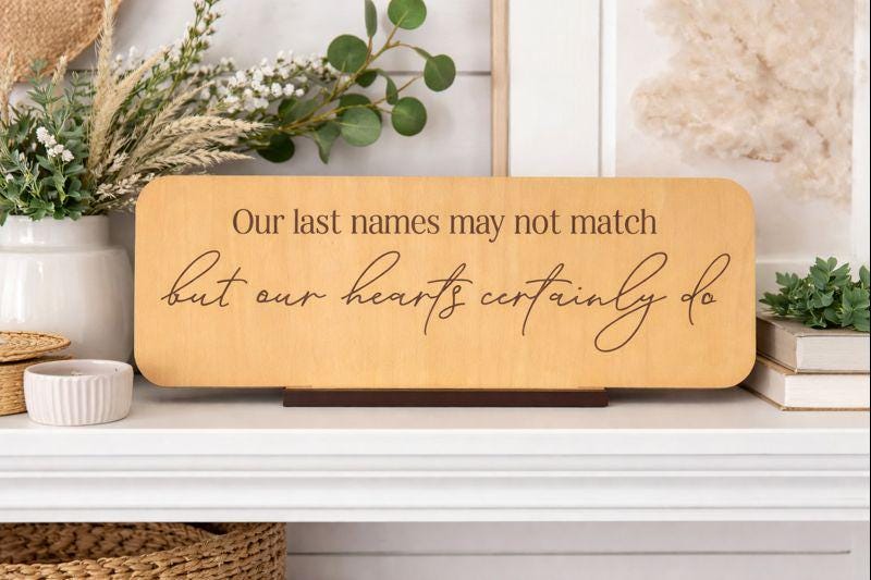 Engraved Wood Blended Family Sign: Meaningful Stepfamily Gift